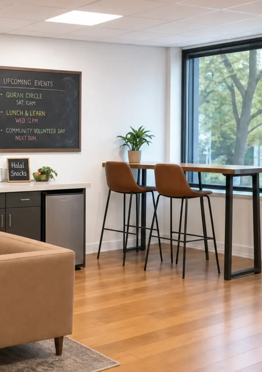 MC² refreshment counter and window seating